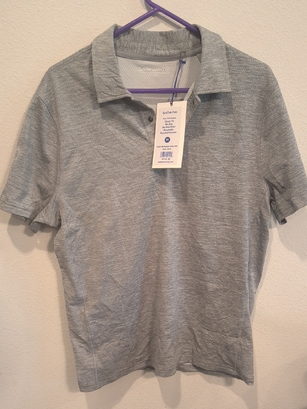 Outdoor Voices Men’s Polo in Heather Gray Medium